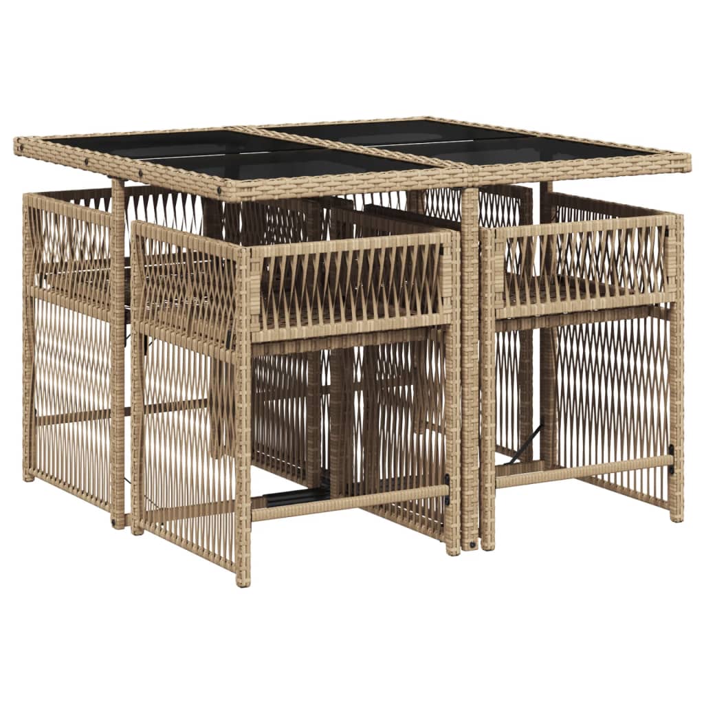 5-Delige Tuinset Met Kussens Poly Rattan
