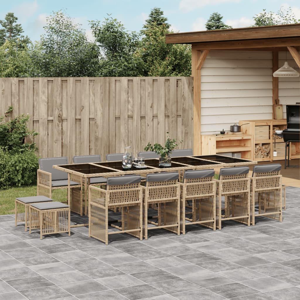 15-Delige Tuinset Met Kussens Poly Rattan