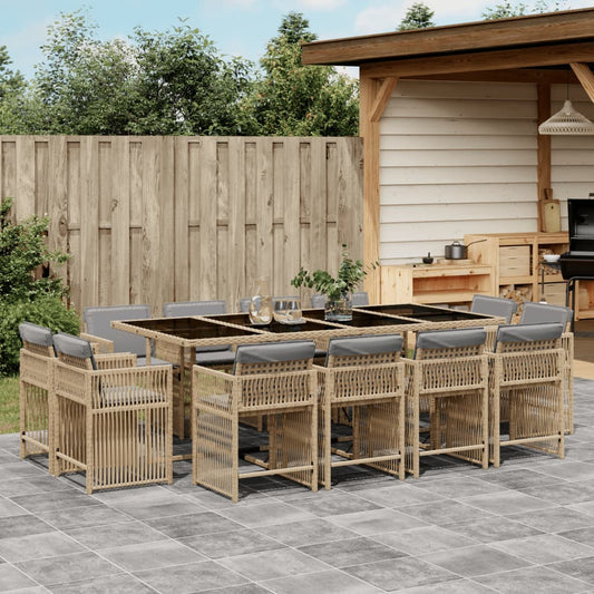 13-Delige Tuinset Met Kussens Poly Rattan