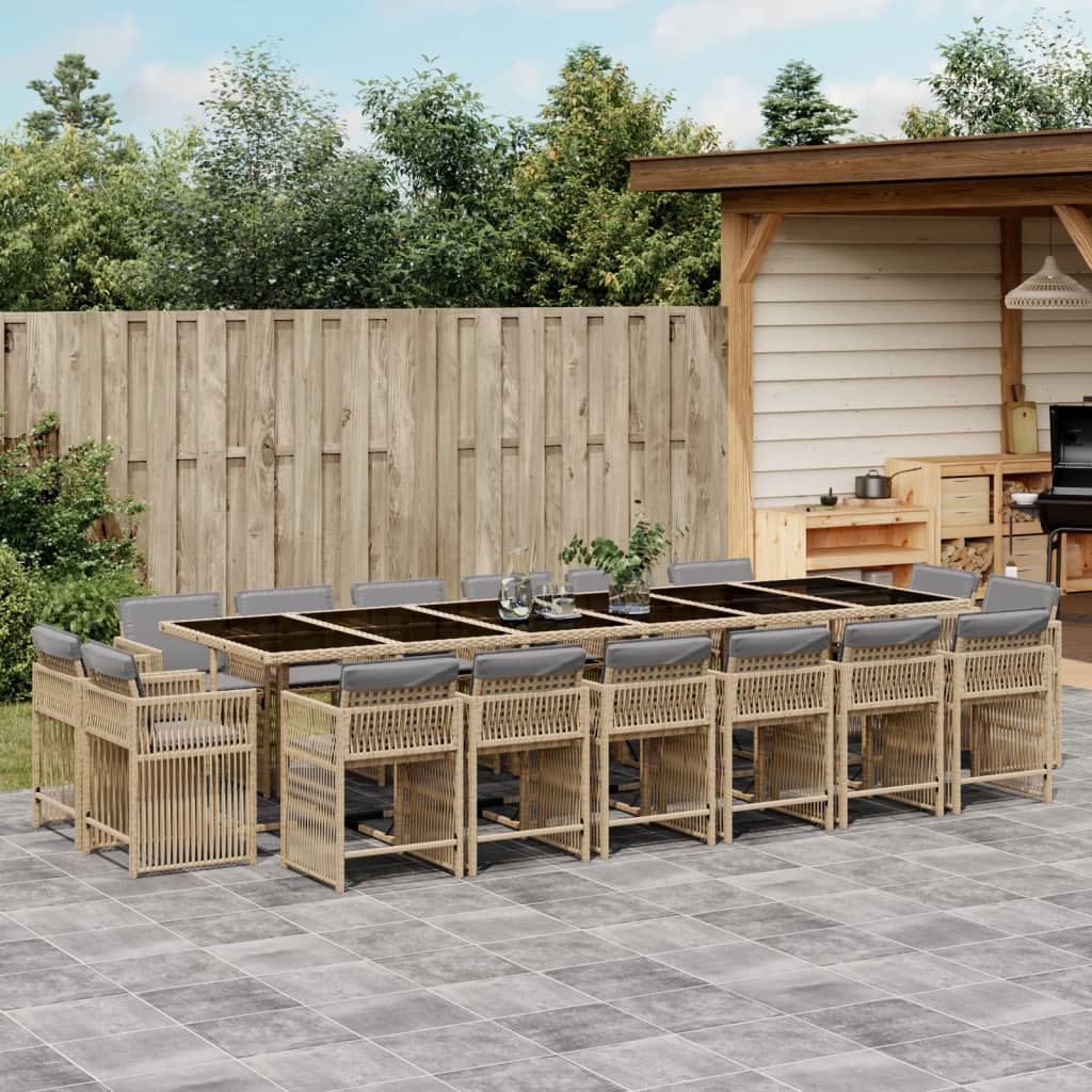 15-Delige Tuinset Met Kussens Poly Rattan