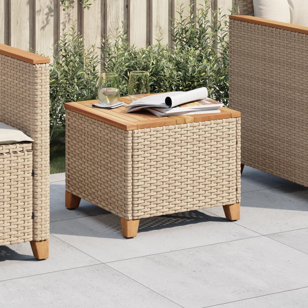 Tuintafel 45X45X37 Cm Poly Rattan En Acaciahout