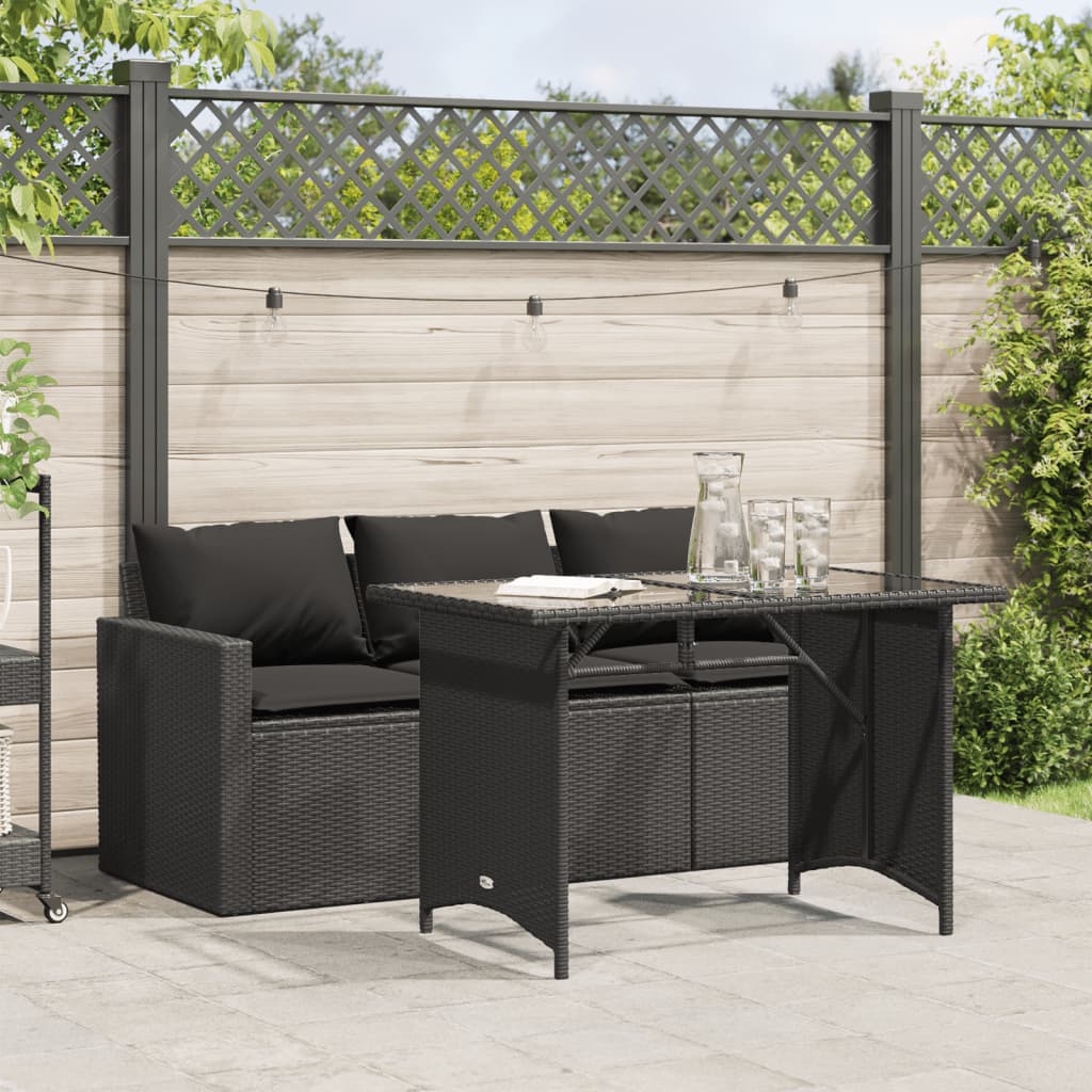 2-Delige Tuinset Met Kussens Poly Rattan
