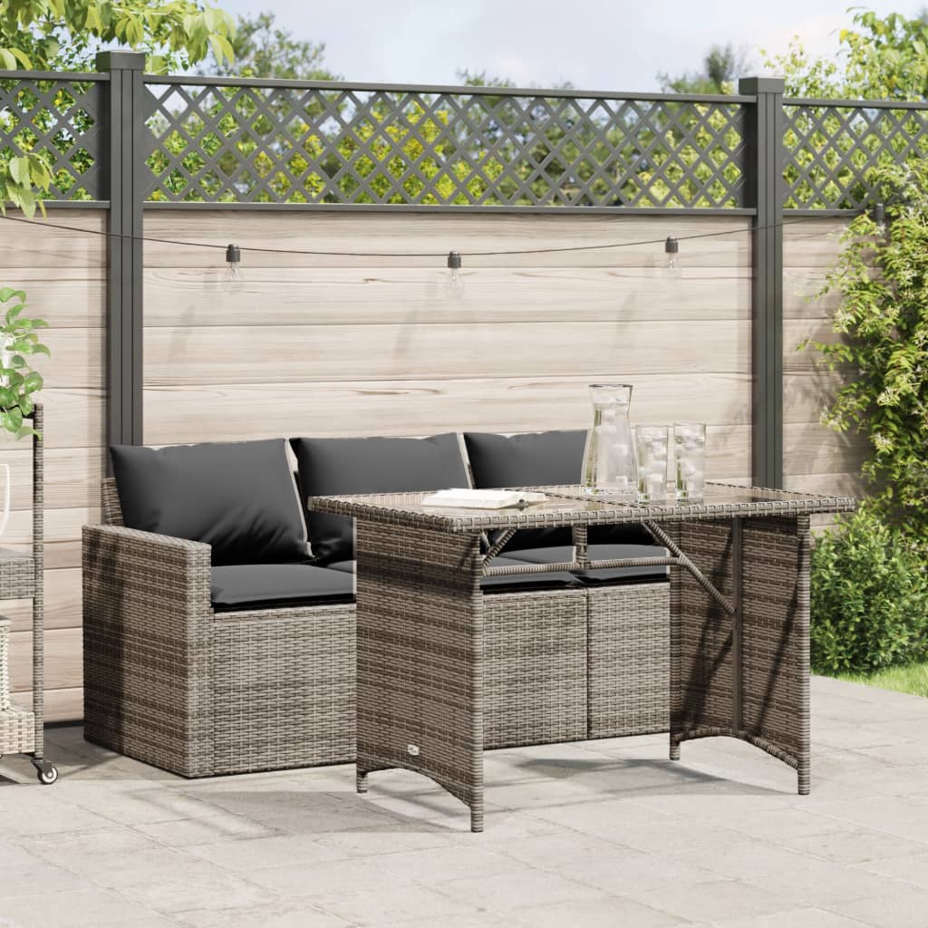 2-Delige Tuinset Met Kussens Poly Rattan