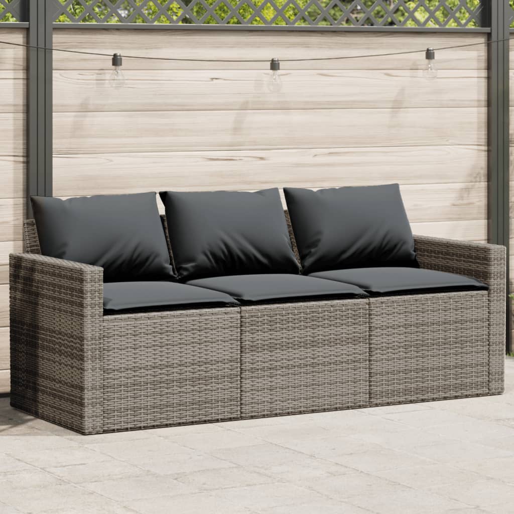 Tuinbank 3-Zits Met Kussens Poly Rattan