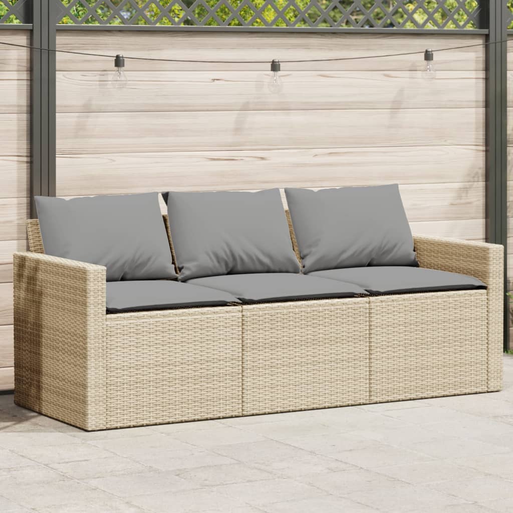 Tuinbank 3-Zits Met Kussens Poly Rattan