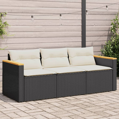 Tuinbank 3-Zits Met Kussens Poly Rattan