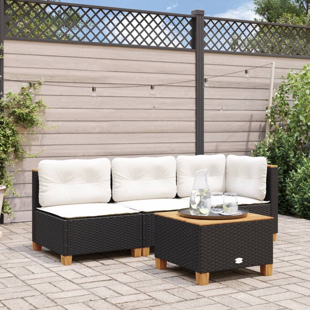 Tuinbank 3-Zits Met Kussens Poly Rattan