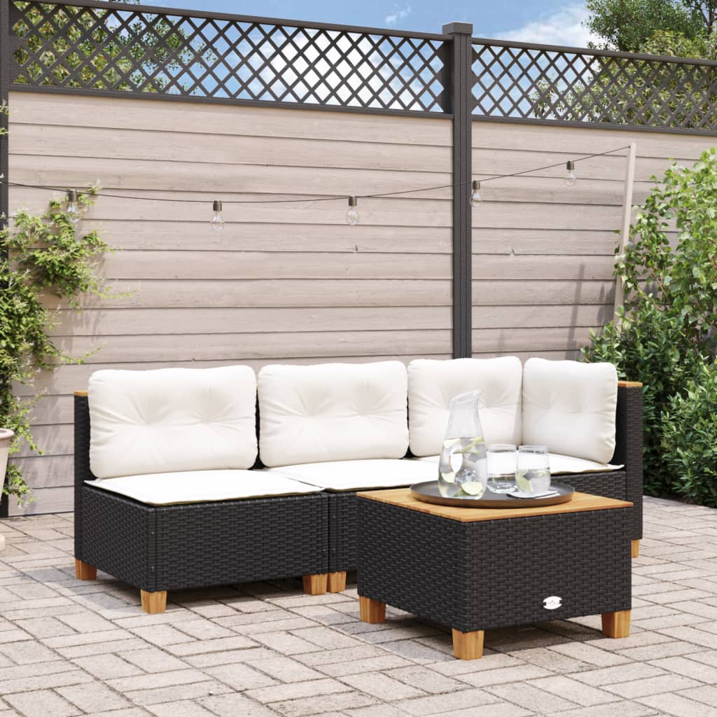 Tuintafel 55X55X36 Cm Poly Rattan En Acaciahout