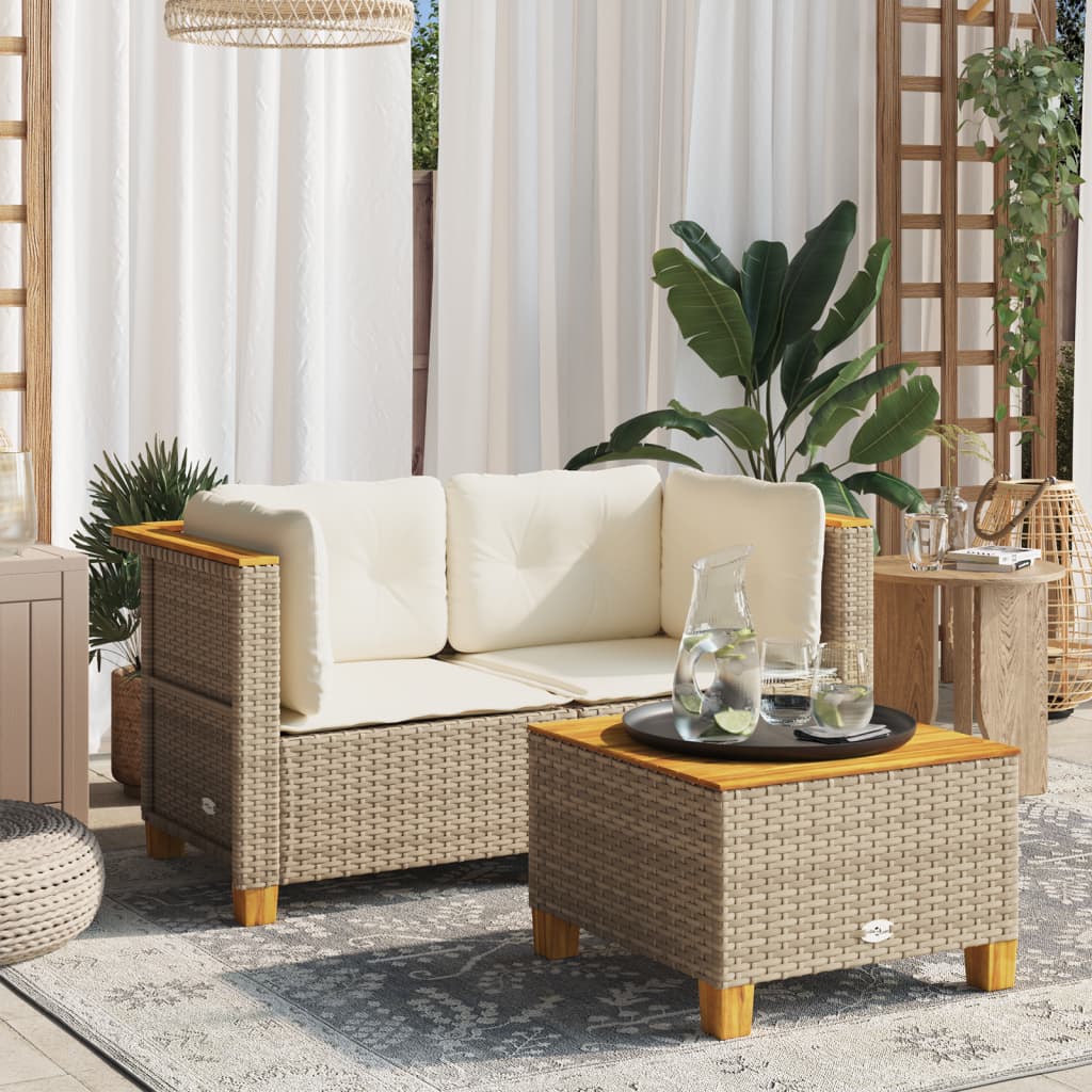 Tuinbank 3-Zits Met Kussens Poly Rattan