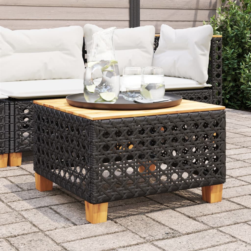 Tuintafel 55X55X36 Cm Poly Rattan En Acaciahout