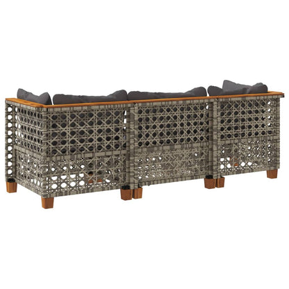 Tuinbank 3-Zits Met Kussens Poly Rattan