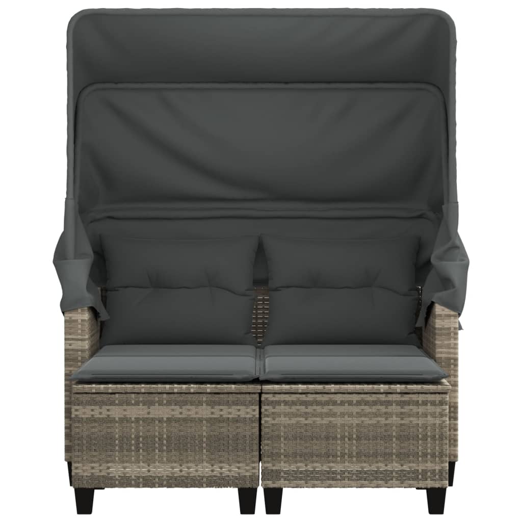 Tuinbank 2-Zits Luifel En Voetenbanken Poly Rattan