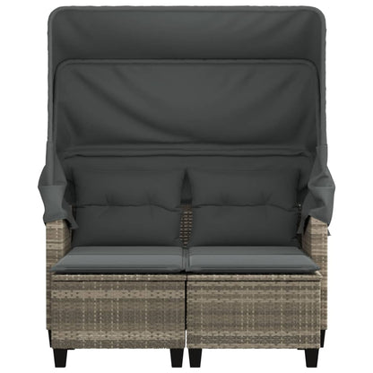 Tuinbank 2-Zits Luifel En Voetenbanken Poly Rattan