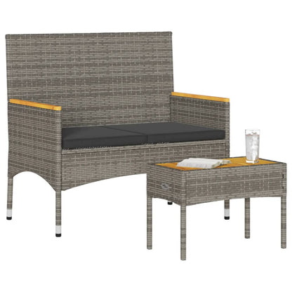 Tuinbank 2-Zits Met Kussens En Tafel Poly Rattan