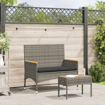 Tuinbank 2-Zits Met Kussens En Tafel Poly Rattan