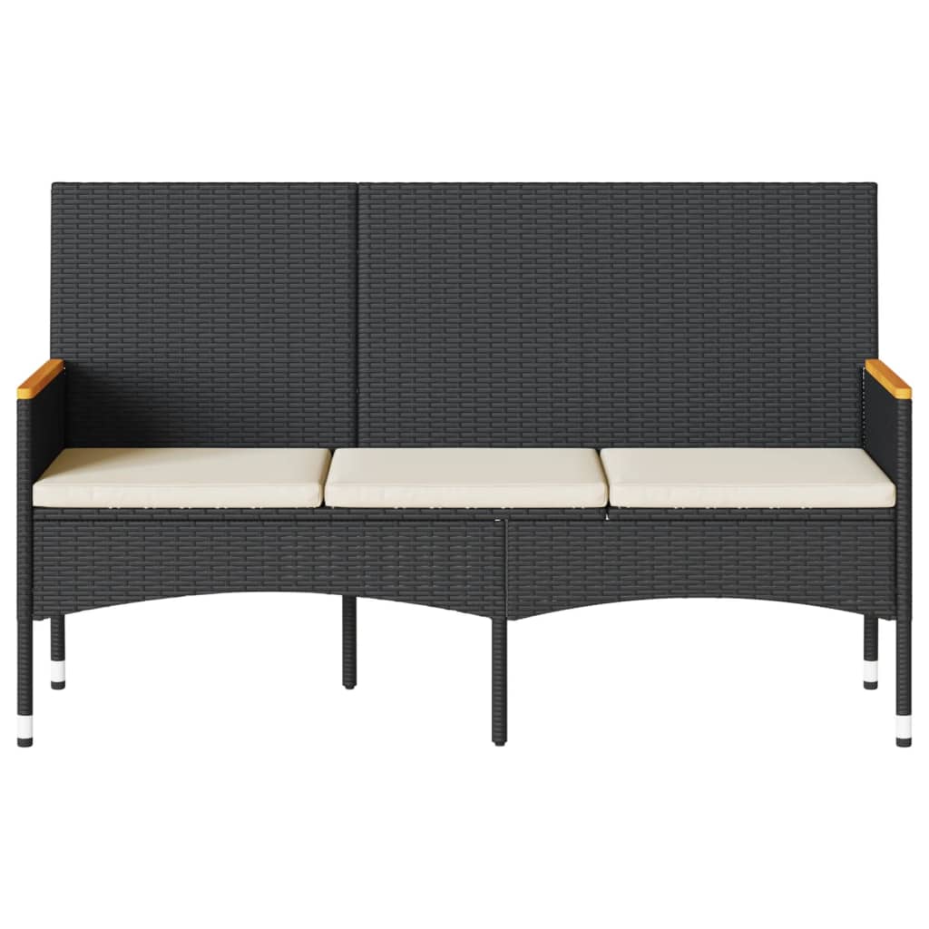 Tuinbank 3-Zits Met Kussens Poly Rattan