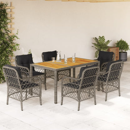 7-Delige Tuinset Met Kussens Poly Rattan