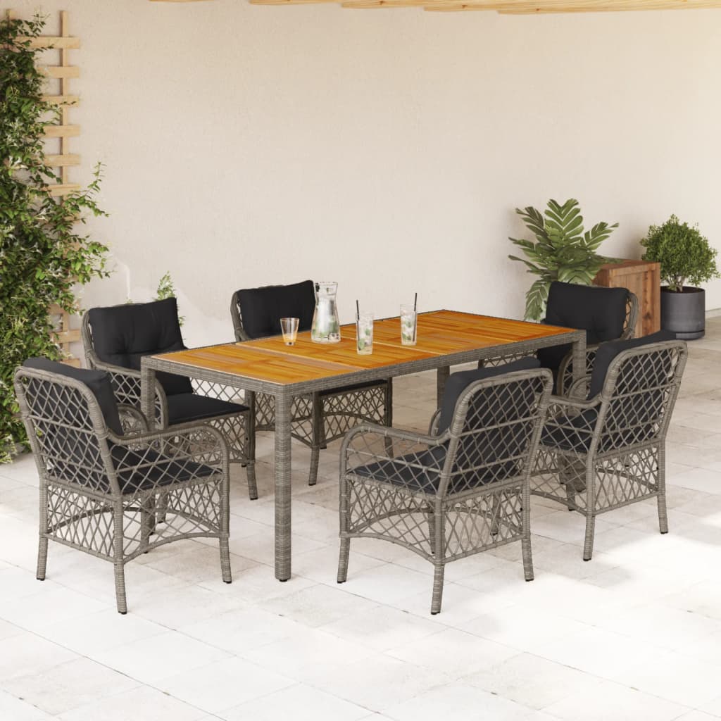 7-Delige Tuinset Met Kussens Poly Rattan