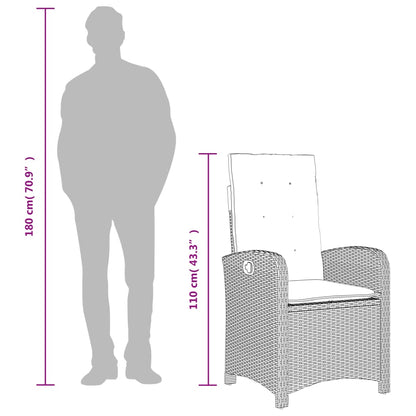 3-Delige Tuinset Met Kussens Poly Rattan Grijs