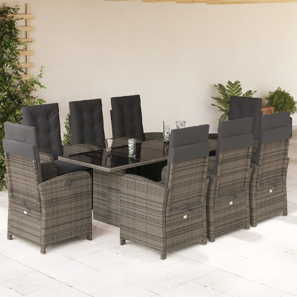9-Delige Tuinset Met Kussens Poly Rattan