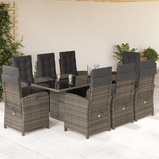 9-Delige Tuinset Met Kussens Poly Rattan