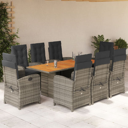 9-Delige Tuinset Met Kussens Poly Rattan