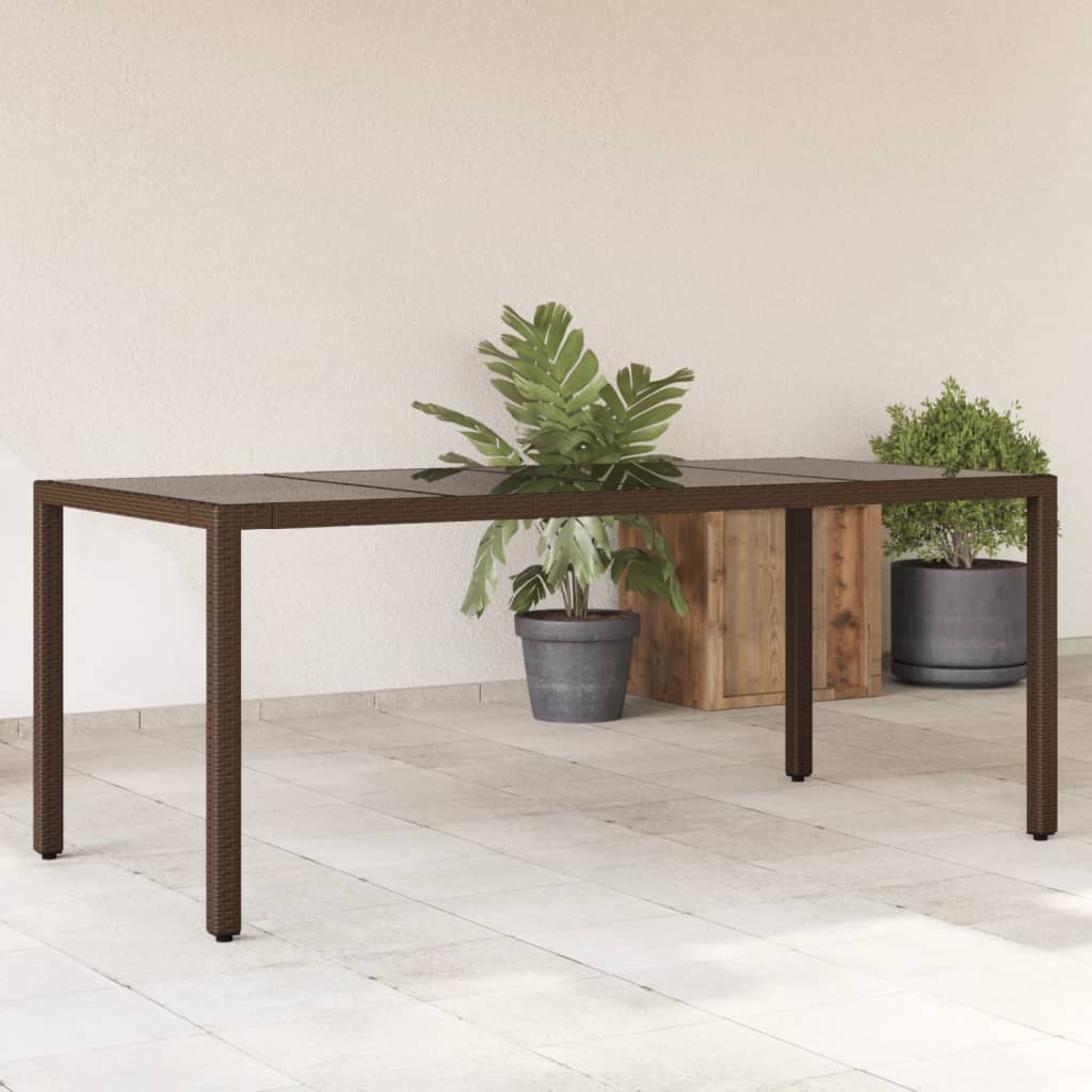Tuintafel Met Glazen Blad Poly Rattan Bruin