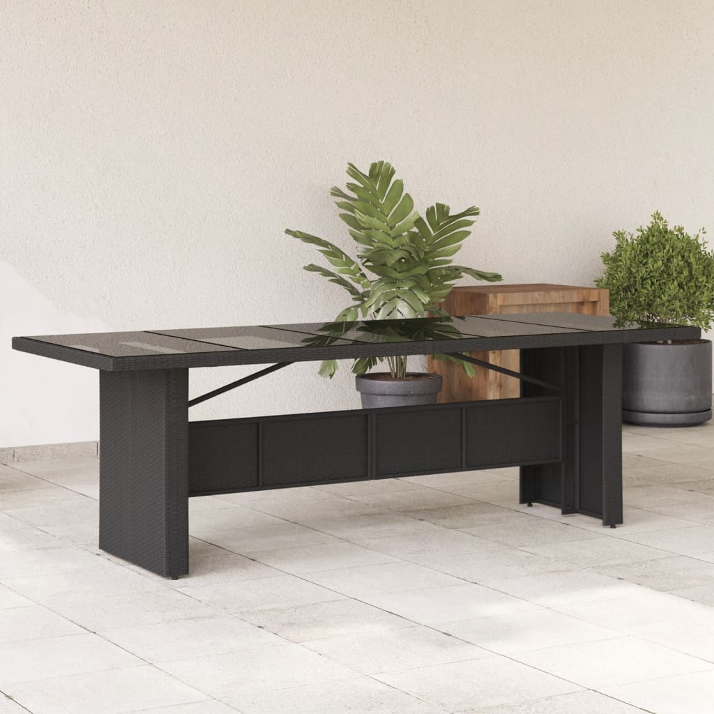 Tuintafel Met Glazen Blad Poly Rattan Zwart