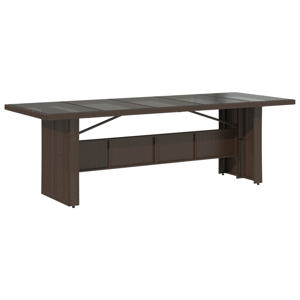Tuintafel Met Glazen Blad Poly Rattan Bruin