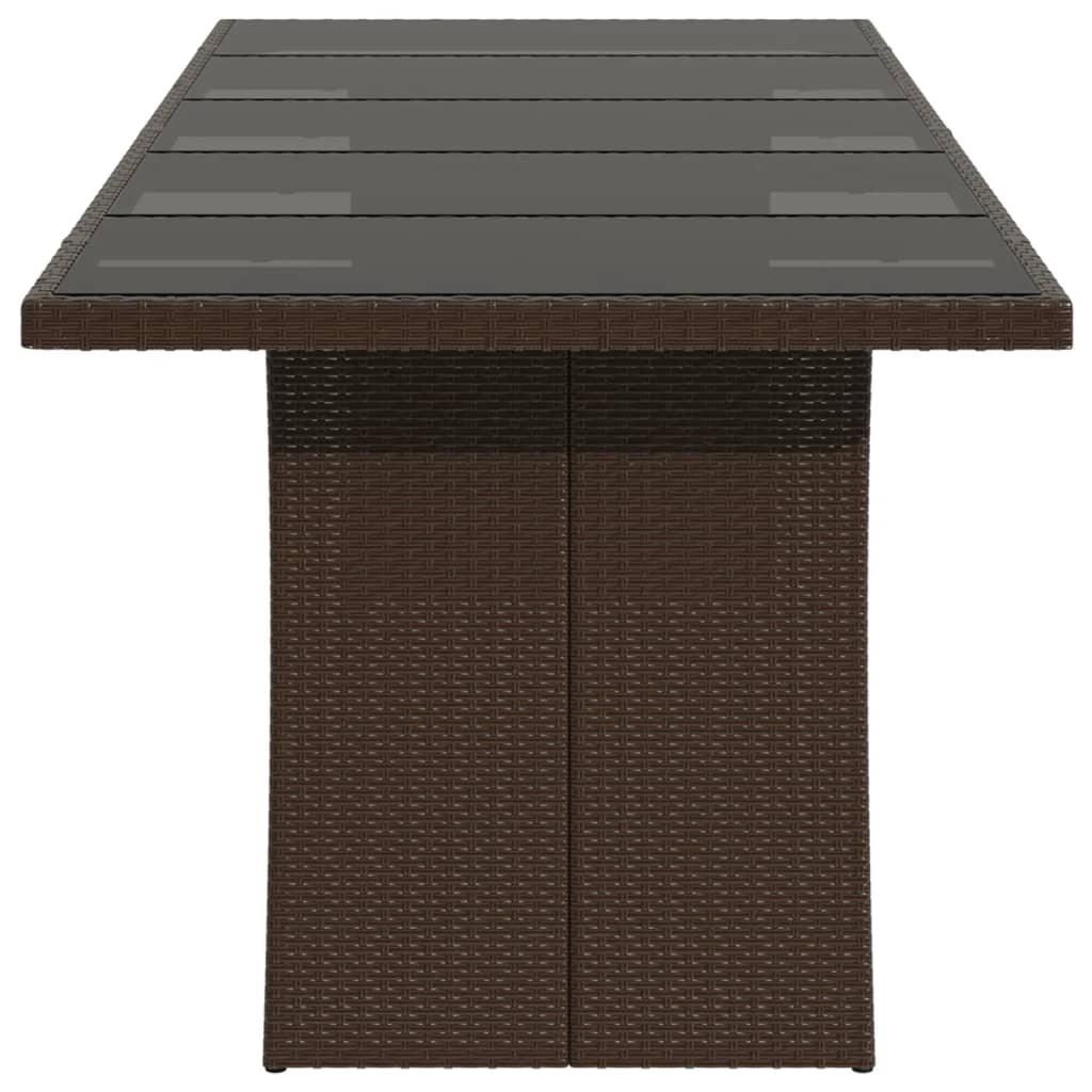 Tuintafel Met Glazen Blad Poly Rattan Bruin