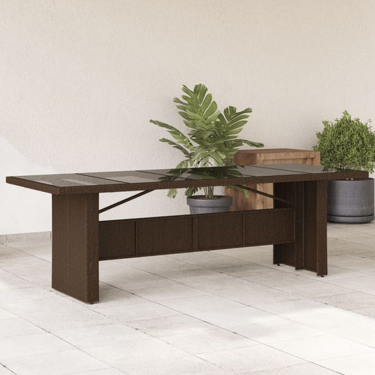 Tuintafel Met Glazen Blad Poly Rattan Bruin