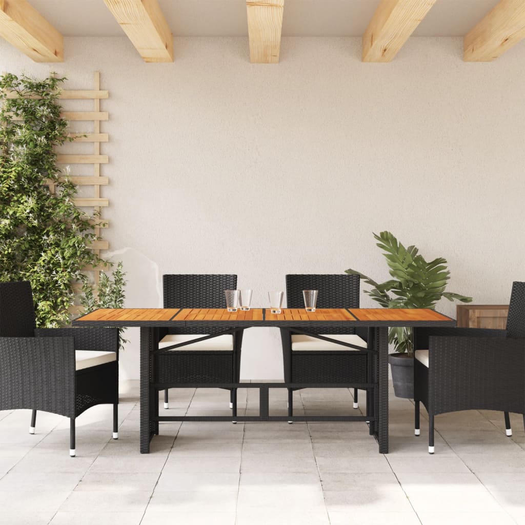 Tuintafel Met Houten Blad 190X80X75 Cm Poly Rattan