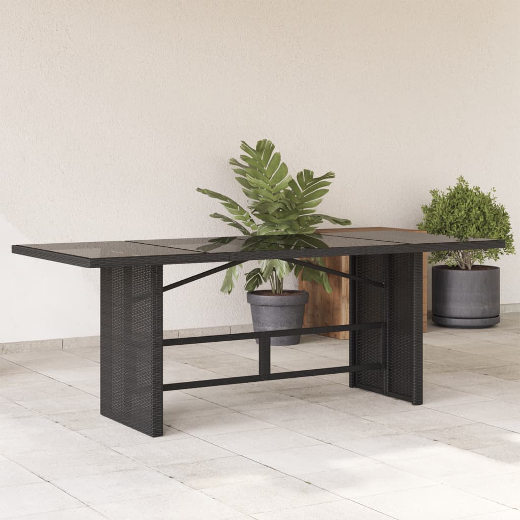 Tuintafel Met Houten Blad 190X80X75 Cm Poly Rattan