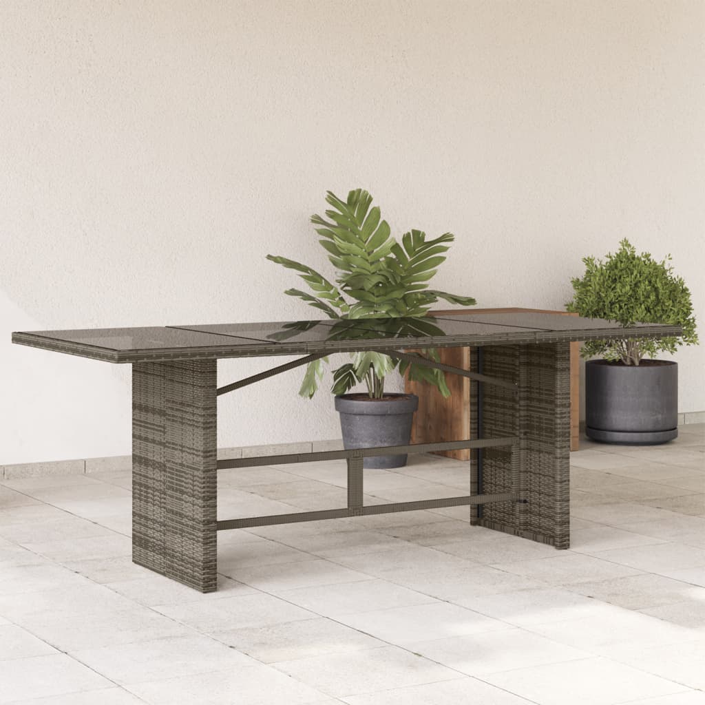 Tuintafel Met Houten Blad 190X80X75 Cm Poly Rattan