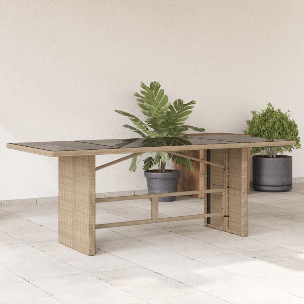 Tuintafel Met Houten Blad 190X80X75 Cm Poly Rattan