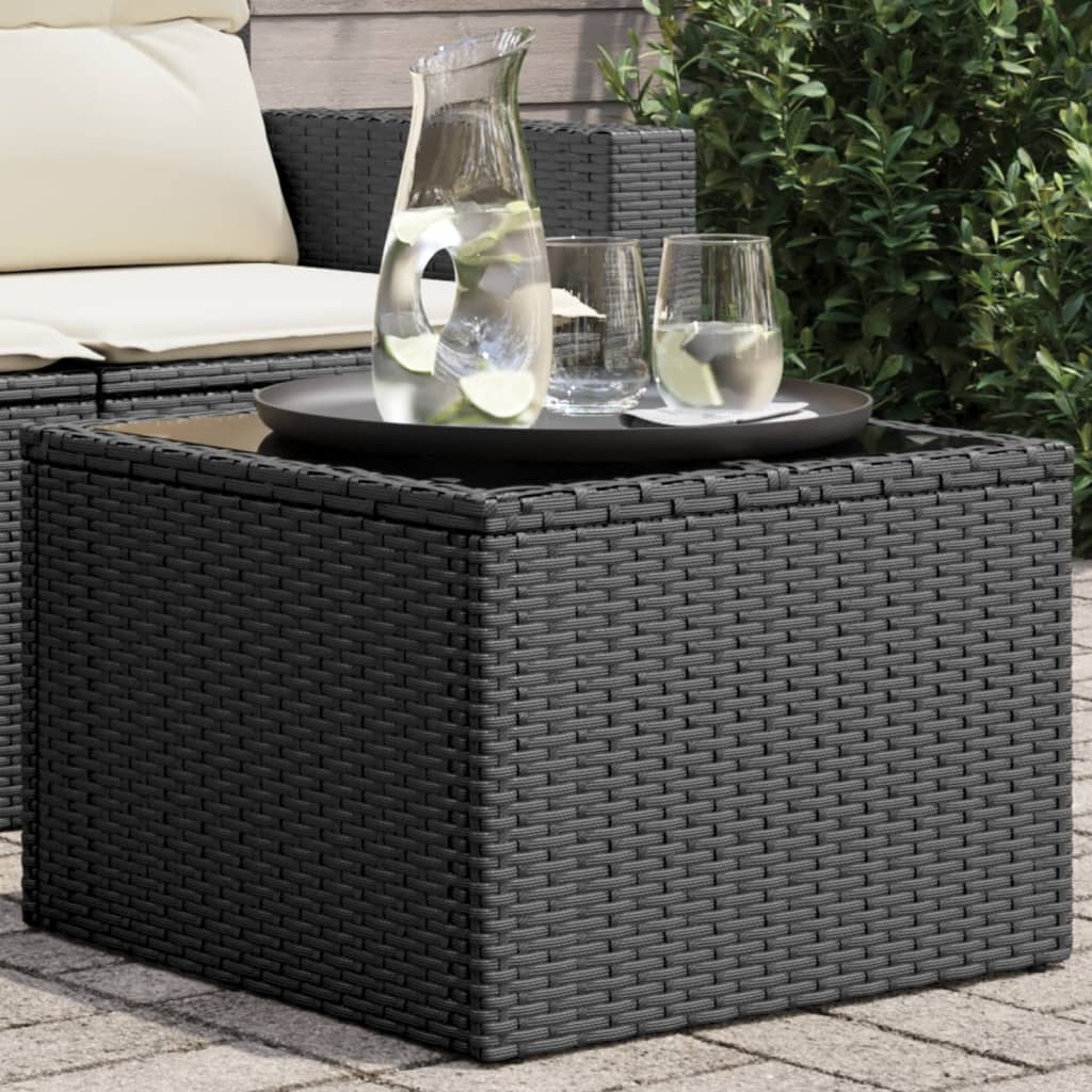 Tuintafel Met Glazen Blad 55X55X37 Cm Poly Rattan