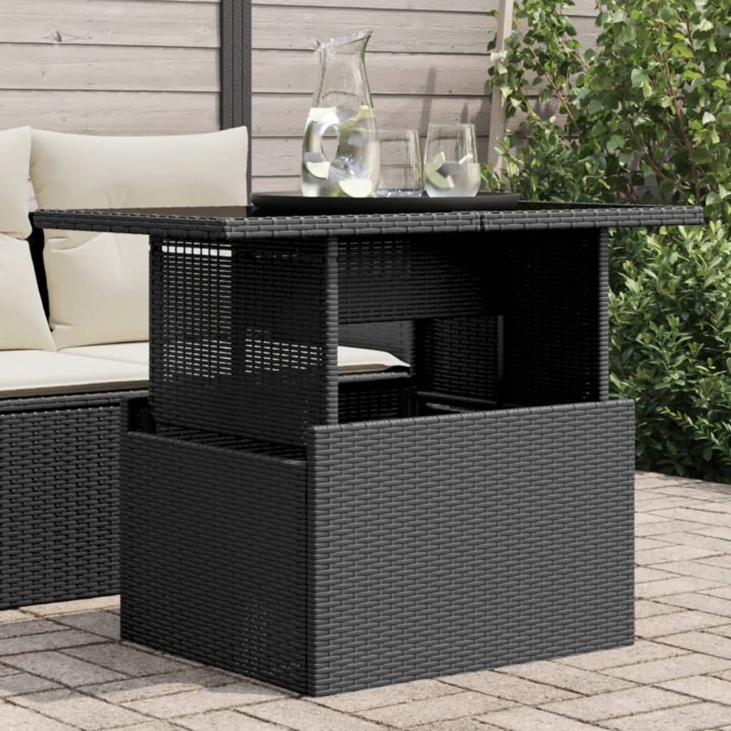 Tuintafel Met Glazen Blad 100X55X73 Cm Poly Rattan