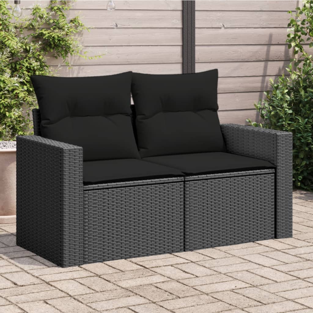 Tuinbank 2-Zits Met Kussens Poly Rattan