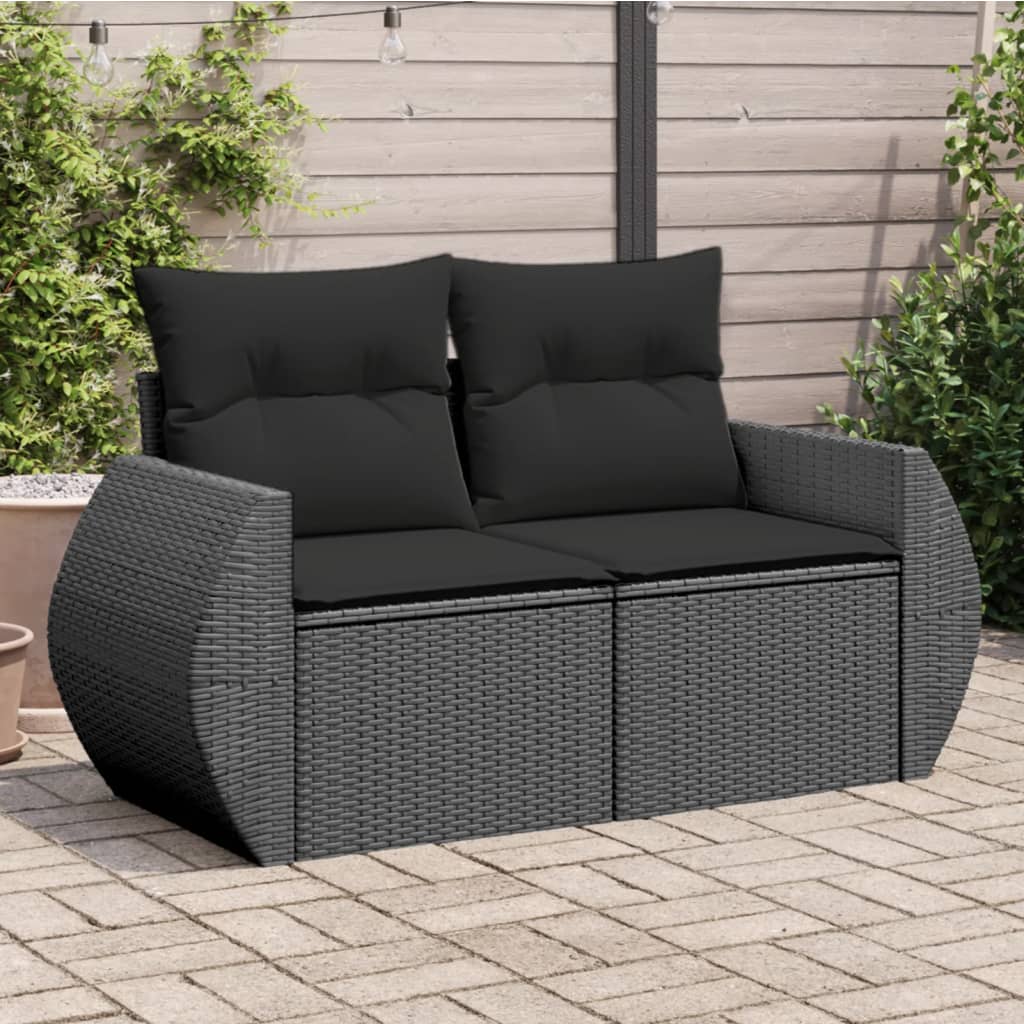 Tuinbank 2-Zits Met Kussens Poly Rattan
