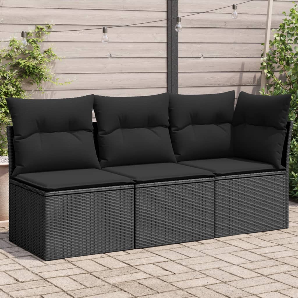 Tuinbank 3-Zits Met Kussens Poly Rattan