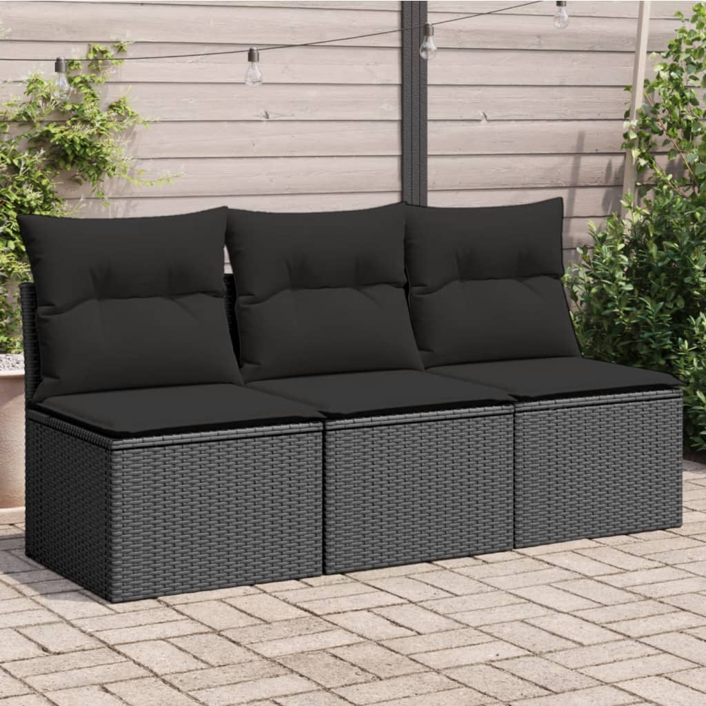 Tuinbank 3-Zits Met Kussens Poly Rattan