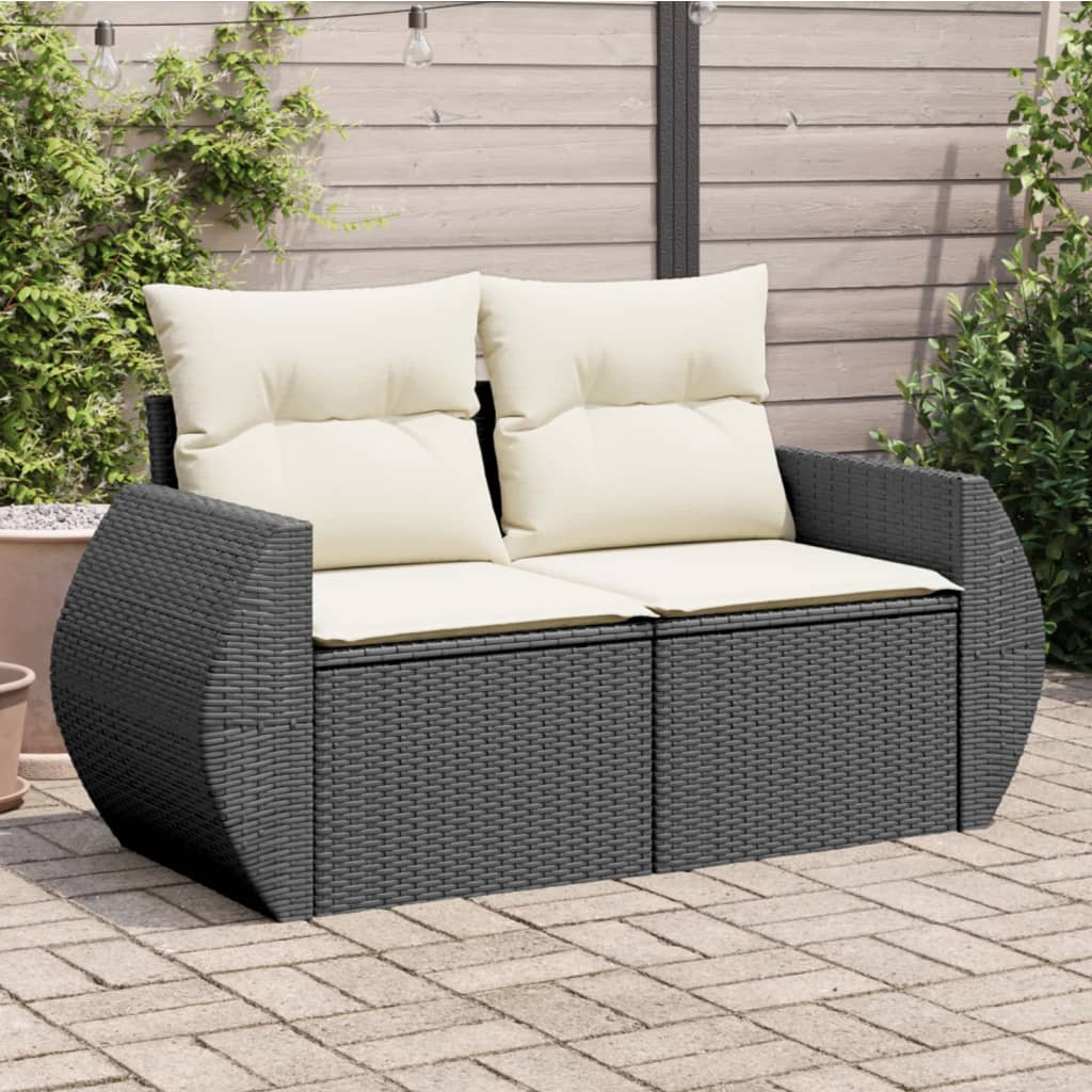 Tuinbank 2-Zits Met Kussens Poly Rattan