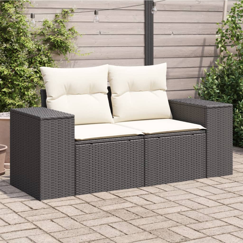 Tuinbank 2-Zits Met Kussens Poly Rattan
