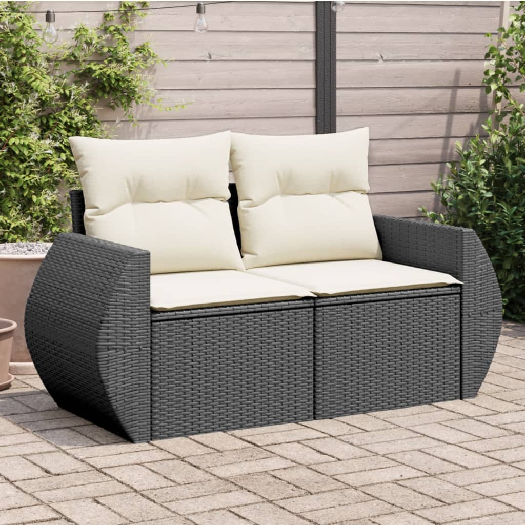 Tuinbank 2-Zits Met Kussens Poly Rattan