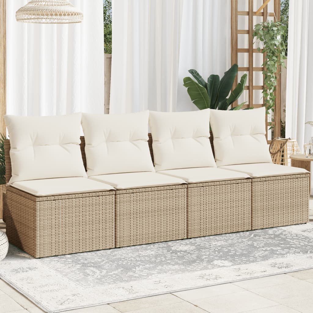 Tuinbank 4-Zits Met Kussens Poly Rattan