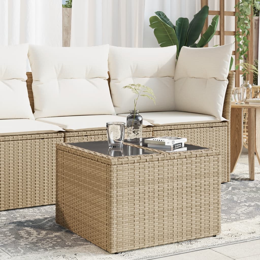 Tuintafel Met Glazen Blad 55X55X37 Cm Poly Rattan