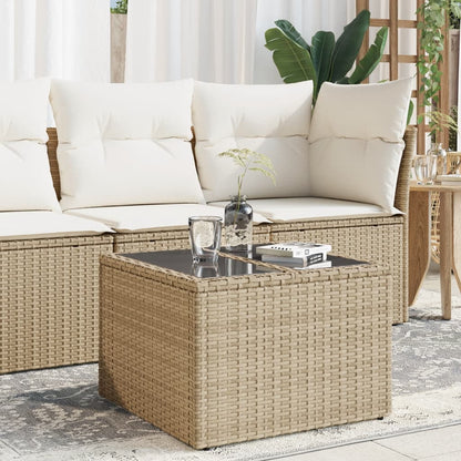 Tuintafel Met Glazen Blad 55X55X37 Cm Poly Rattan