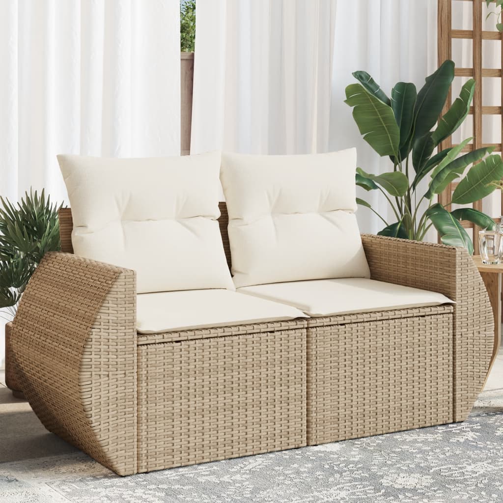 Tuinbank 2-Zits Met Kussens Poly Rattan