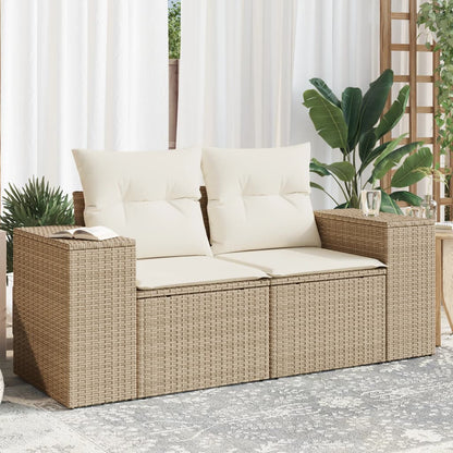 Tuinbank 2-Zits Met Kussens Poly Rattan