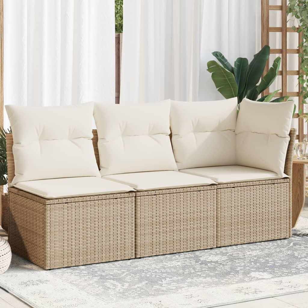 Tuinbank 3-Zits Met Kussens Poly Rattan